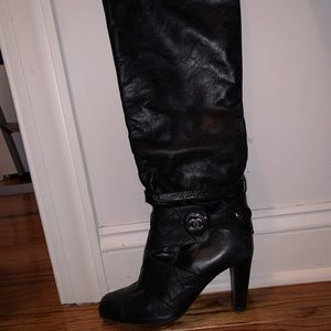 100% Auth Chanel Quilted Leather Knee High Boots
